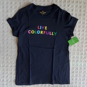 NWT Kate Spade Live Colorfully black tee size S